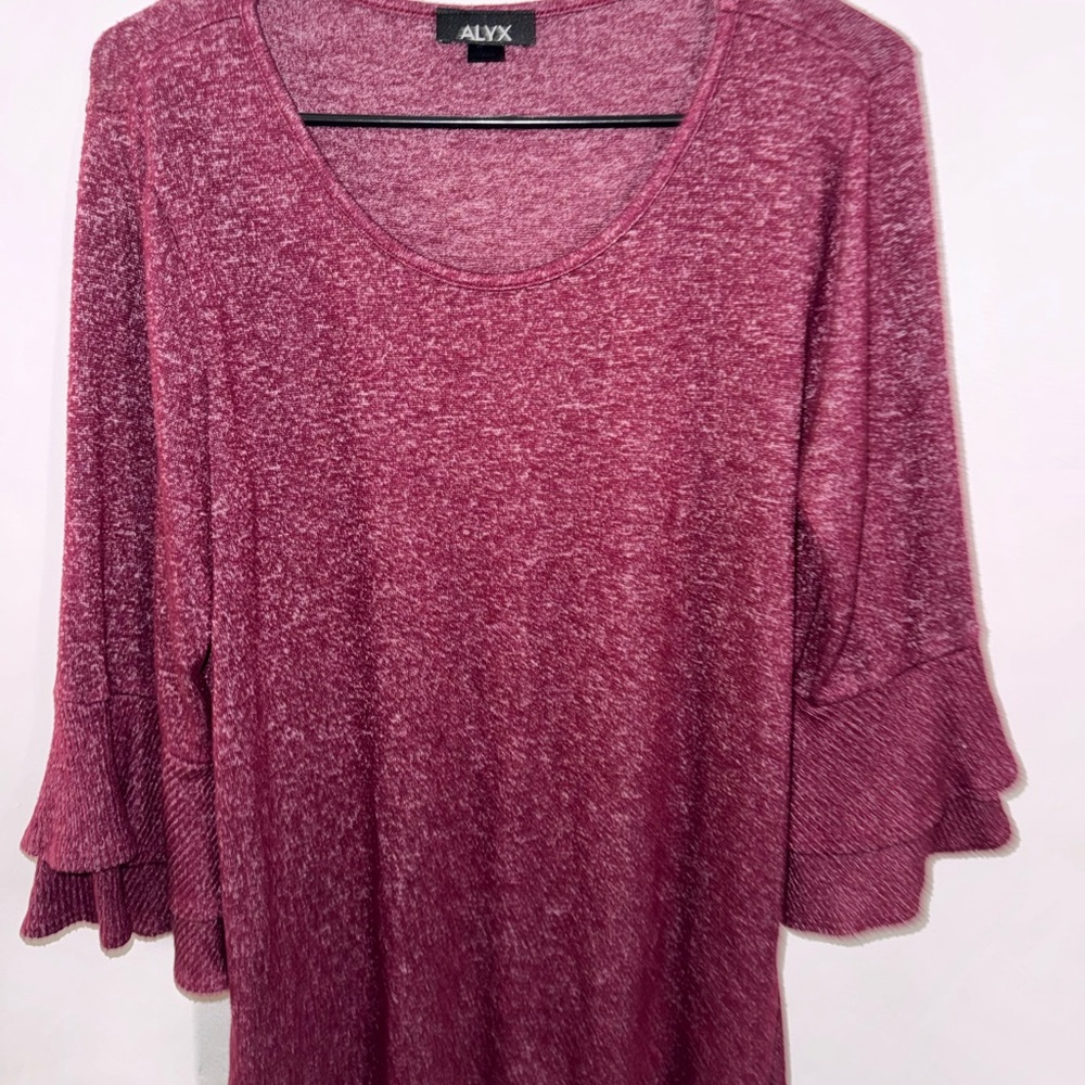 Alyx Women's Maroon Ruffle Sleeve Blouse